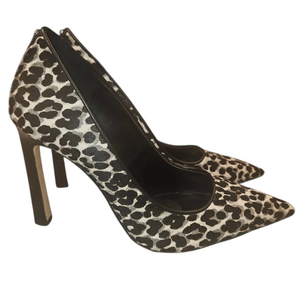 Michael Kors Black and White Animal Print Heels Size 7.5 Exellent Condition - Picture 2 of 11
